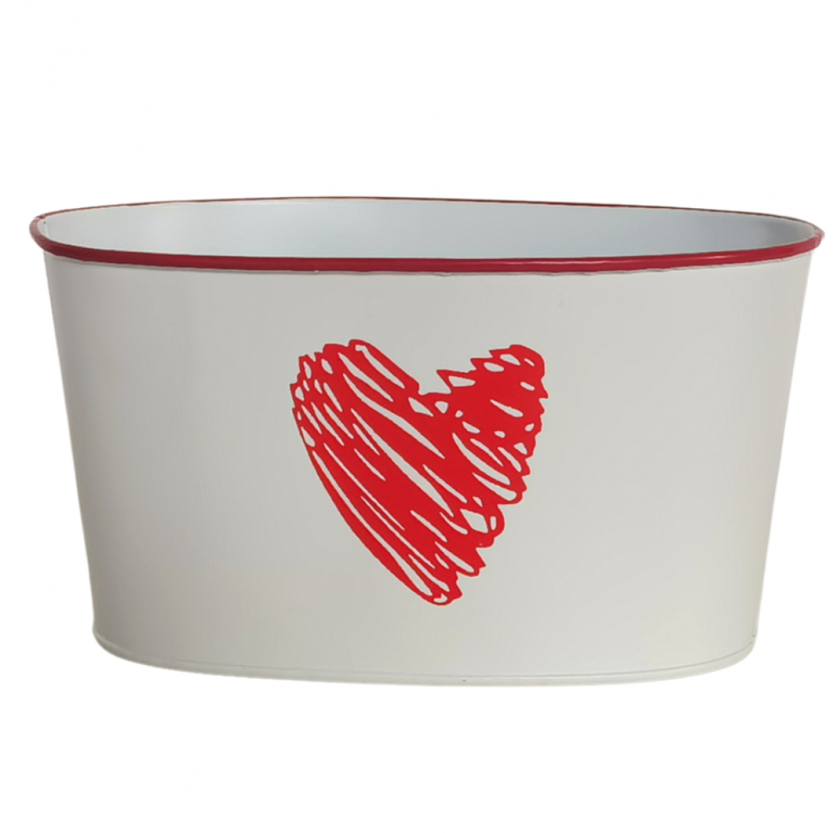 5216 Oval Heart Print White (1 Pc)  Tin/Metal Container