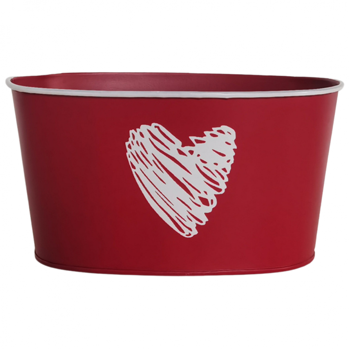 5217 Oval Heart Print Red (1 Pc)  Tin/Metal Container