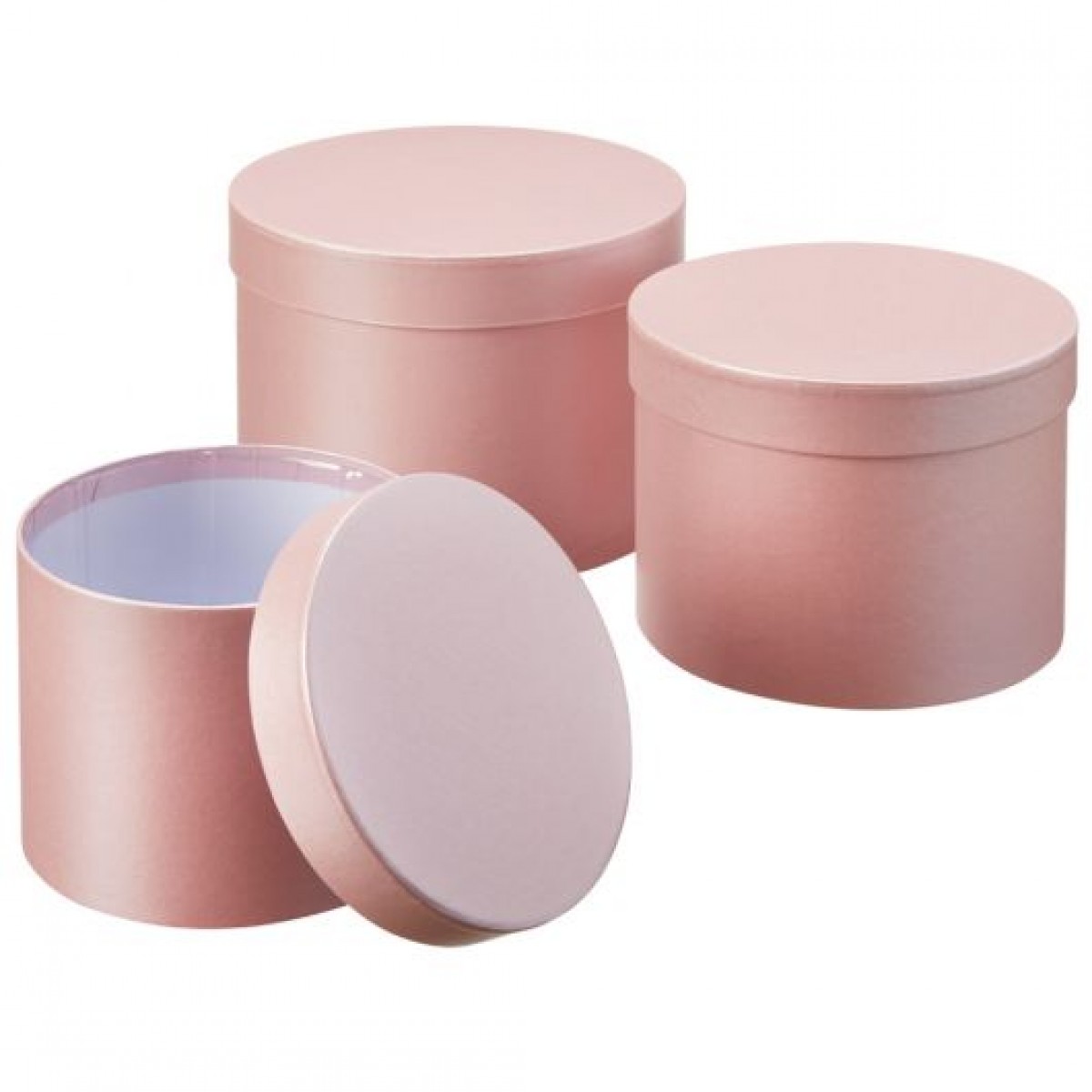 5055 Pale Pink (12 Sets) Macaroon Collection Round Lined Paper Gift Box 3x1