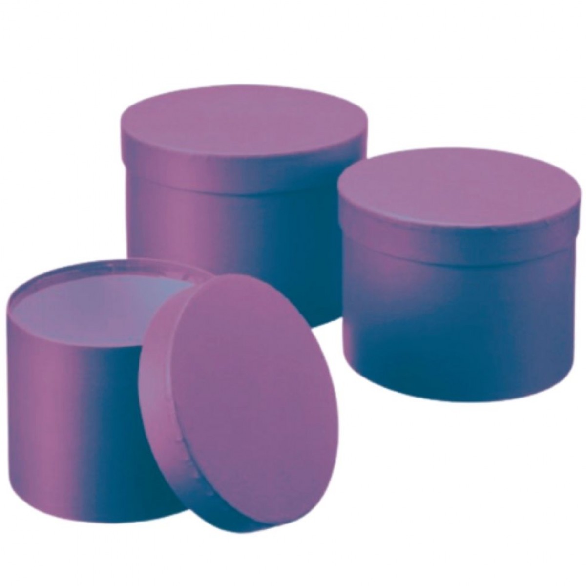 5059 Aubergine Purple (12 Sets) Macaroon Collection Round Lined Paper Gift Box 3x1