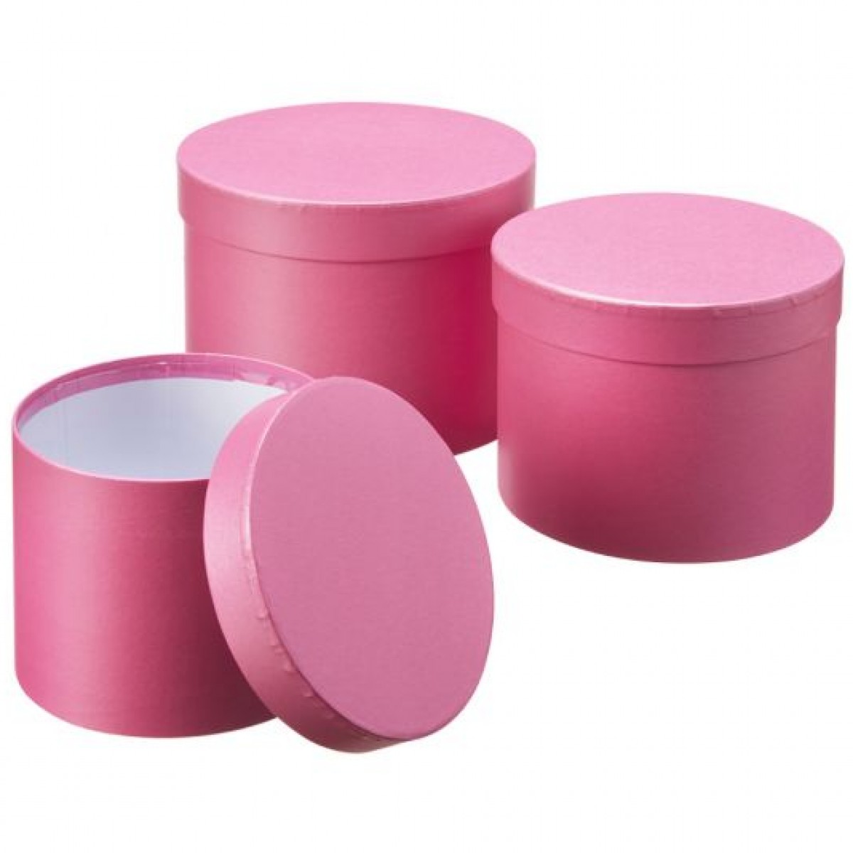 5058 Hot Pink (12 Sets) Macaroon Collection Round Lined Paper Gift Box 3x1