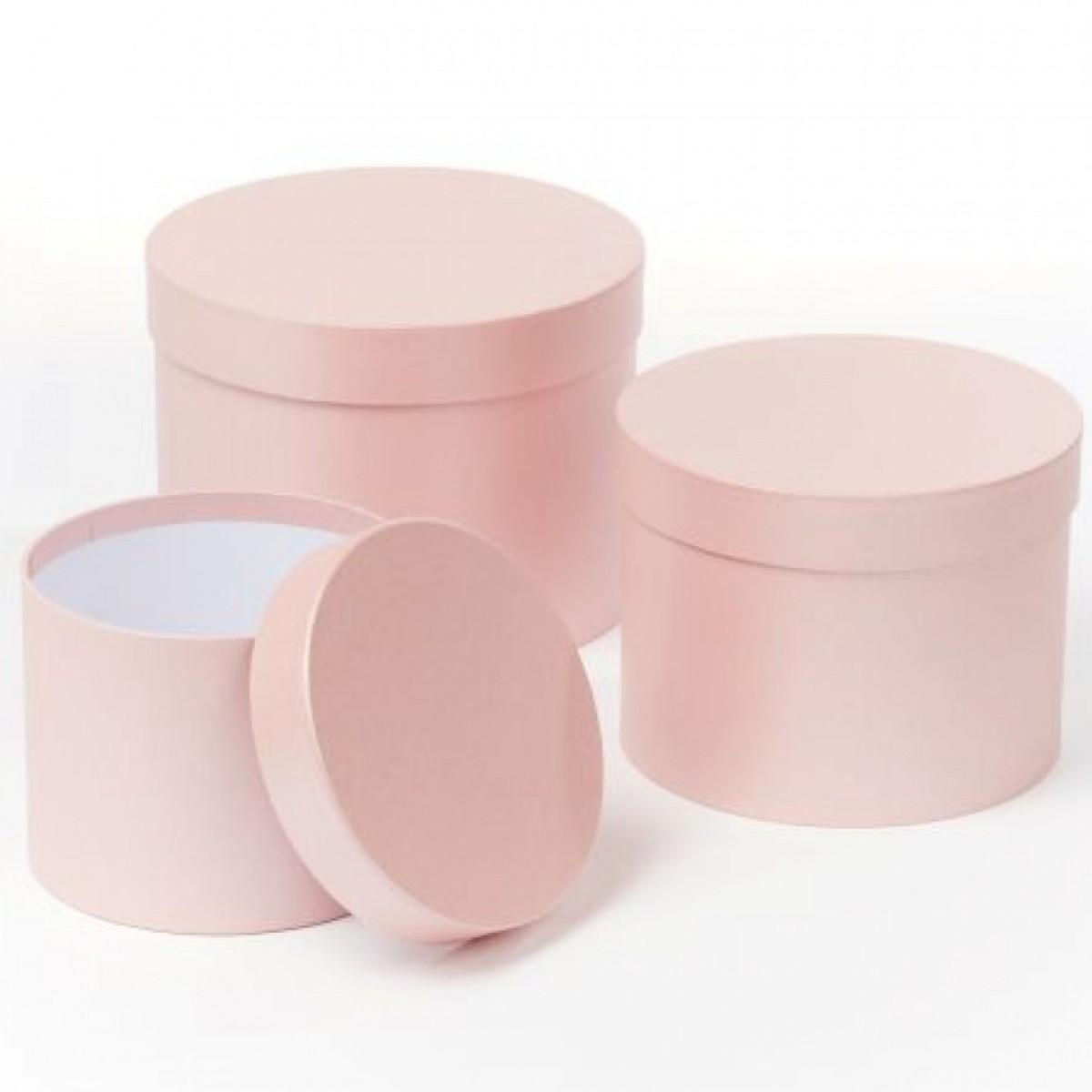 5055 Pale Pink (12 Sets) Macaroon Collection Round Lined Paper Gift Box 3x1