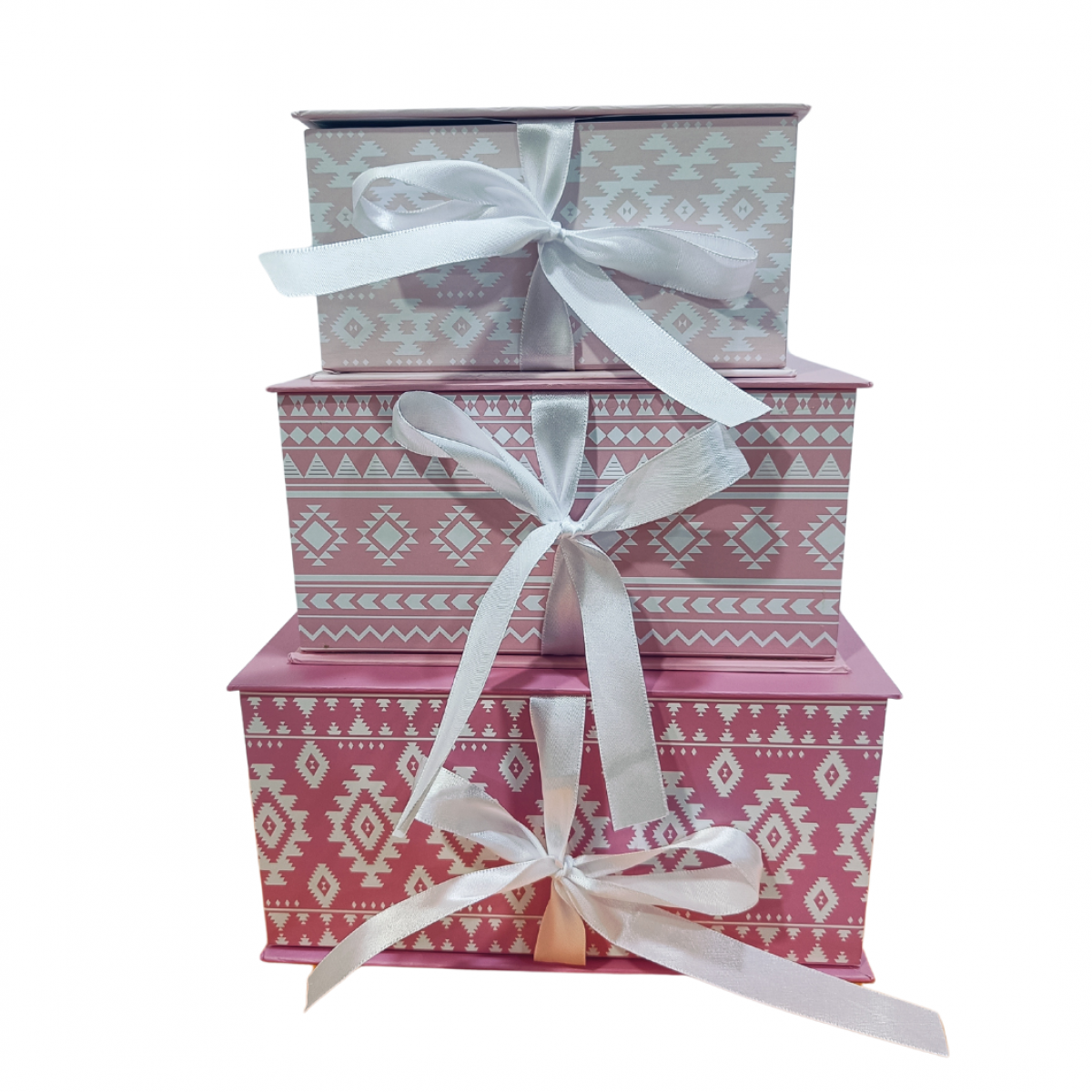 5606 Ikat Design Mix Square Paper Gift Box Lined - Set of 3